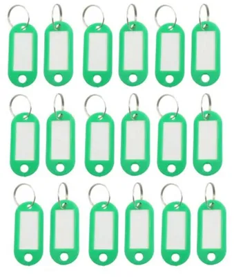 Image de Lot de 2 porte-clés à personnaliser, couleur unie - Vert - Étiquettes pour porte-clés avec anneau, personnalisables | Anneau pour porte-clés à personnaliser | Anneau pour porte-clés en plastique avec étiquettes interchangeables