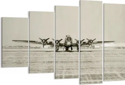 Produktbild von Bild auf Leinwand - Leinwandbild - 5 Teile - Flugzeug alt Bomber - 150x100cm - Wand Bild - Wanddeko - Wandbilder - Leinwanddruck - Bilder - Wanddekoration - Leinwand bilder - Wandbild - EG150x100-4184