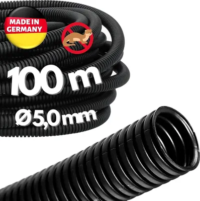 Produktbild von 100 Meter Kalitec Wellrohr geschlossen NW 4,5 I ungeschlitzt Wellschlauch I Marderschutzrohr I Leerrohr I Kabelschutz AD 7,1 mm ID 5,0 mm
