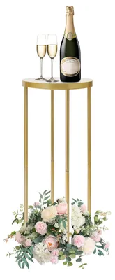 Immagine prodotto di Decorazioni per tavoli di matrimonio - Set di supporti per fiori in metallo - 10 pezzi - Cilindrici con base rotonda - Centrotavola in acciaio autoportanti