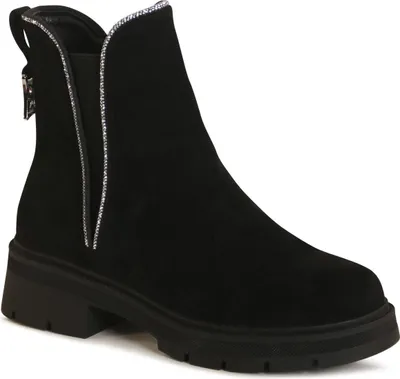 Produktbild von topschuhe24 3211 Damen Glitzer Stiefeletten Plateau Chelsea Boots , Farbe:Schwarz Velours, Größe:38 EU