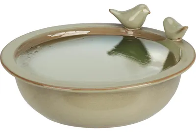 Produktbild von Pro Garden Vogeltranke/Futterhaus - Salbeigrun - Keramik -D24 x 10 cm