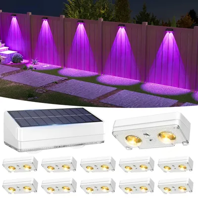 Solar-Fence-Leuchten 12er-Pack, RGB, 50 Lumen, wasserdicht, weiß