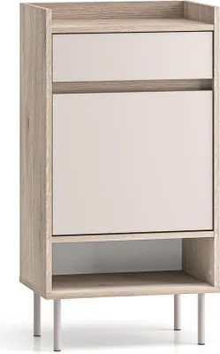Produktbild von Flur Schuhschrank 50 cm breit in Kaschmir mit Eiche, 1 Tür, 1 Schublade - VITTORIA-131