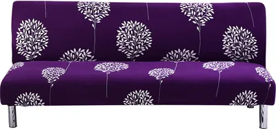 Produktbild von Futon Schonbezug Armlose Sofabezug Stretch Schlafsofa Schonbezug Protector Elastic (1, Lila Floral)