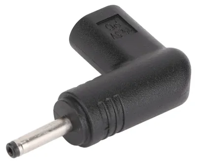 Obrázek produktu pro 100W PD USB 3.1 typ C (samice) – adaptér USB-C na DC 18,5–20 V, 3,0 × 1,1 mm, s emulátorem PD a spouštěčem, 90° úhlový
