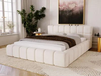 Produktbild von GrainGold Polsterbett Alicante 180x200 cm - Bett 180x200, Polsterbett mit Bettkasten und Lattenrost - Beige (Royal 02)