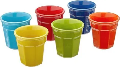 Productafbeelding van 6 Kleurrijke Porseleinen Espresso Kopjes - 0,09 L - Set van 6