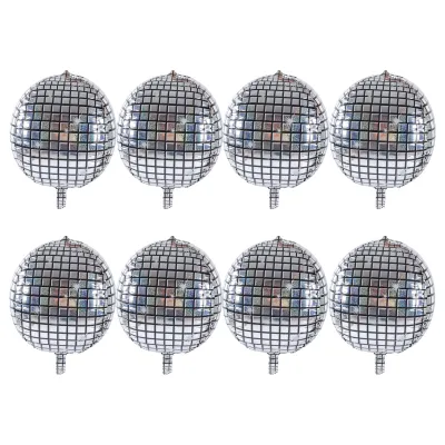 Image de 8 ballons en aluminium 4D, surface brillante et lisse, ballons en aluminium pour les fêtes d'anniversaire, Noël et les anniversaires