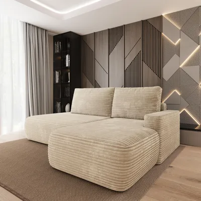 Produktbild von Masseno Ecksofa AVINI T R-S mit Schlaffunktion L-Form, Sofa mit Bettkasten, Wohnzimmersofa, Couch, Soffa, Bettsofa, Couchgarnitur- Creme, TILIA 03