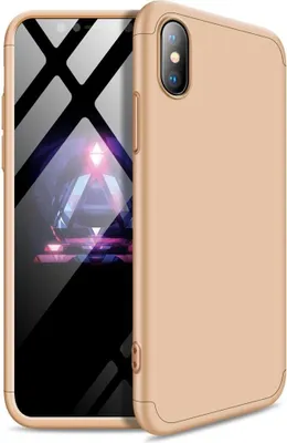 Produktbild von Hülle für iPhone XS Max 360 Grad Schutz mit Displayglas Schutzglas Bumper Cover iPhone XS Max Farbe: Gold