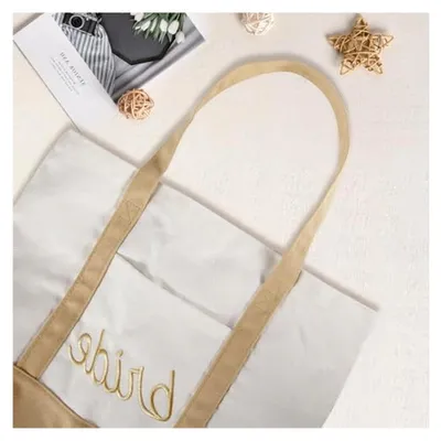 Produktbild von Bride Tragetasche,Braut Tasche mit Schriftzug Bride,Weiß Braut Einkaufstasche,Brauthandtasche,Braut Tote Bag,Bride to Be Deko,Geschenk für Hochzeit Junggesellenabschied Team Bride JGA Accessoires