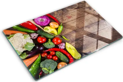 Produktbild von Tulup Glas Herdabdeckplatte - 80x52 cm - Glaskeramikkochfeld-Abdeckung Spritzschutz Glasabdeckplatte - Einteilig - Essen & Getränke - Gemüse - Mehrfarbig