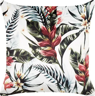 Produktbild von BELIANI Dekokissen grün / rot Samt 45 x 45 cm EDELWEISS Blattmotiv Boho-Stil
