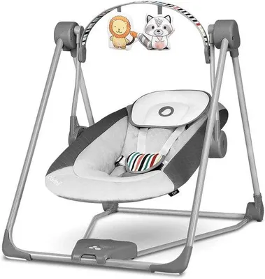 Productafbeelding van Baby Wipstoel - Schommelstoel Kinderen - Baby Ontspanning - 5 Zwaaisnelheden - Tot 9 kg - Grijs
