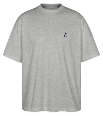 Produktbild von Spreadshirt Kleiner Pinguin Stickerei Oversize Uni T-Shirt, XXL, Grau meliert