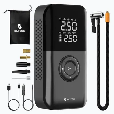 Produktbild von Siltcon® elektrische Luftpumpe 10,8 bar – 8500 mAh, 35 l/min, 12V, SOS-Licht