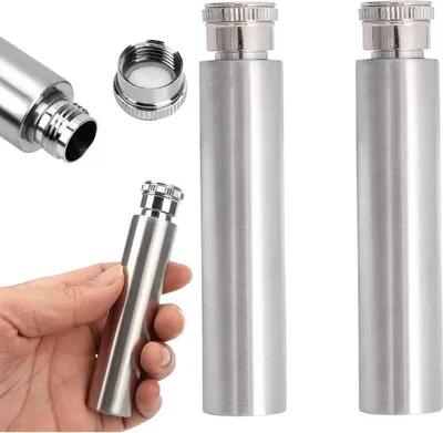 Produktbild von 2er-Pack Edelstahl-Röhrchen-Flachmänner, 30-ml-Flachmänner für Spirituosen, multifunktionale Mini-Taschenflaschen in Zigarrenform