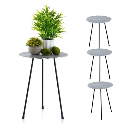 Immagine prodotto di Set di tavolini 4 pezzi tavolo decorativo in metallo ø 35 cm rotondo alluminio argento
