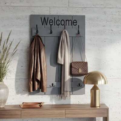 Obrázek produktu pro Nástěnná skříň HWC-C89 Welcome, Šatní skříň Panel, Shabby-Look Vintage, 91x60cm  grau-blau