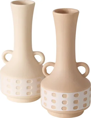 Produktbild von Boltze Dekovase "Cimera" aus Keramik in Beige/Weiß, H 27 cm – zwei Varianten verfügbar