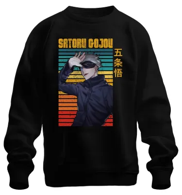 Obrázok produktu pre SATORU GOJOU Jujutsu Kaisen Zaviazané oči Anime Darčeková retro mikina Uni, čierna, S