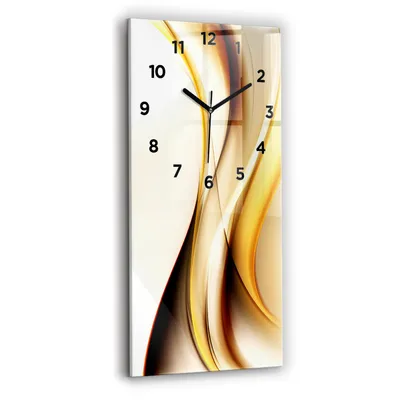 Produktbild von Wallfluent Wanduhr – Stilles Quarzuhrwerk - Uhr Dekoration Wohnzimmer Schlafzimmer Küche - Zifferblatt - schwarze Zeiger - 30x60 cm - Wellenabstraktion
