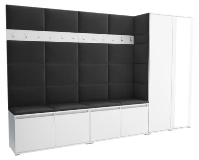 Produktbild von Garderobe LUTON 5 WHITE 16– Farbe: weiß, moderner Schrank 40x290x186 cm, funktionale Lösung für den Flur, Garderobeschrank, Flurmöbel