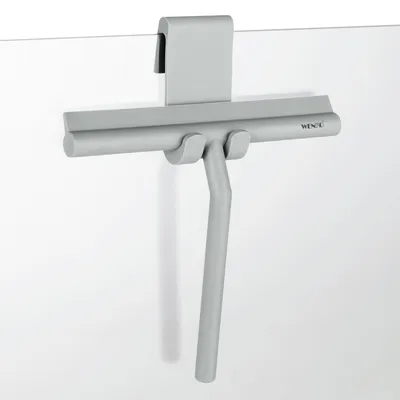 Image de WENKO Raclette de salle de bain silicone Mola gris Raclette de douche verre à suspendre