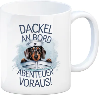 Produktbild von Matrosen Dackel im Boot Kaffeebecher - Abenteuer voraus