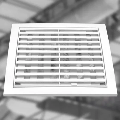 Produktbild von KOTARBAU® Lüftungsgitter 200 x 200 mm Rund Ø150 mm Verschließbar Abluftgitter Kunststoff mit Insektenschutz Abschlussgitter Rechteckig Weiß Lamellengitter Abluft Zuluft Gitter Ventilator