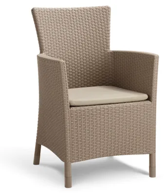 Image de Balcon Terrasse Chaise de jardin Confortable Allibert + Coussin Beige