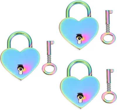 Produktbild von 3sätze Farbige Plattierung Liebesschloss Für Herzförmiges Wunschsiegel Für Hochzeiten Und Valentinstag Leicht Und Tragbar Umweltfreundliches Material