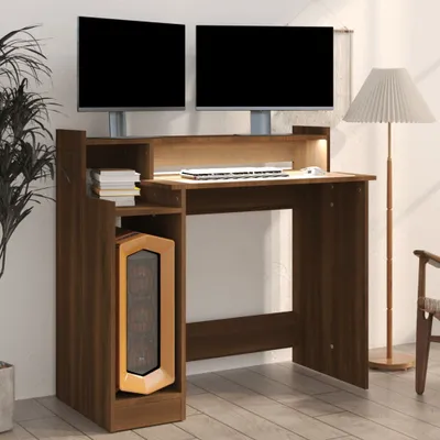 Produktbild von Schreibtisch mit LEDs Braun Eiche-Optik 97x45x90 Holzwerkstoff
