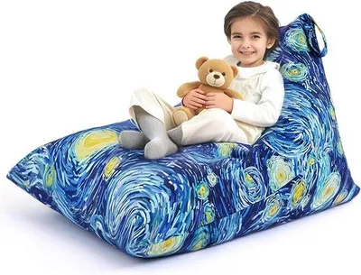 Produktbild von Extra großer, weicher Aufbewahrungs-Pouffe für Kinder – Sitzsackbezug 250 Liter – Waschbarer Canvas-Pouffe – Perfekt für Kinder – Design mit Gänseblümchen