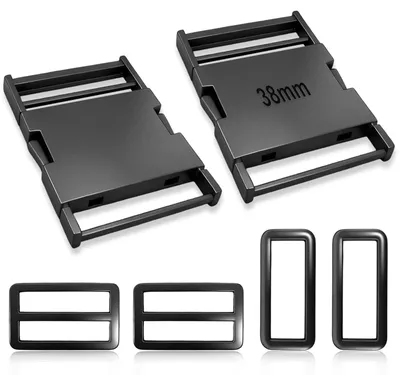 Produktbild von Metall-Steckschnalle - 2 Stück Klickverschluss - Für Gurtbänder - 38 mm Schwarz