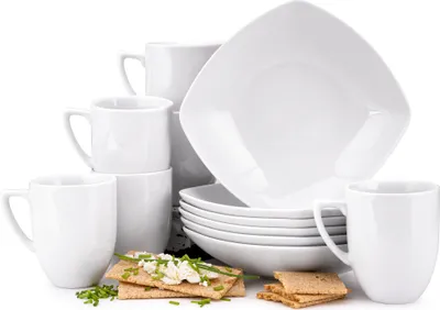 Produktbild von Konsimo Kaffeeservice CARLINA für 6 Personen (12 Stück) , Weiß, Porzellan, Italian, 20x20cm/300ml