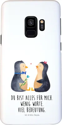 Produktbild von Mr. & Mrs. Panda Samsung Galaxy S9 Handyhülle Pinguin Pärchen - Weiß - Geschenk, Jahrestag, Cover, Hochzeit, Hochzeitsgeschenk, Hochzeitstag, Smartphone Hülle, Liebe