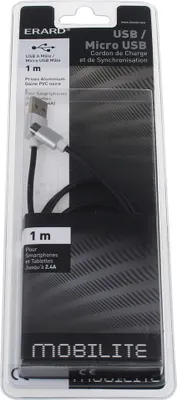 Obrázek produktu pro ERARD - Micro USB M / USB M - 2,4A - 1m (Alu konektory) - 722405