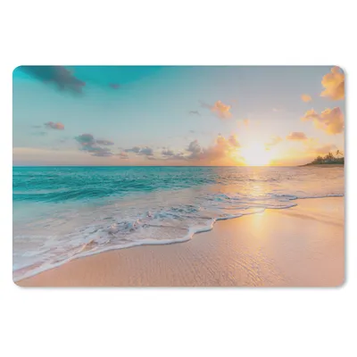 Produktbild von MuchoWow® Schreibtischunterlage Sonnenuntergang - Strand - Meer - Sommer - Blau 60x40 cm - XXL Mauspad - Großes Mauspad