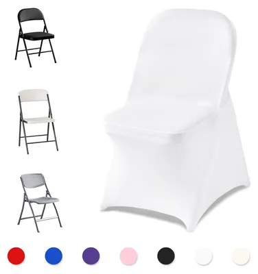 Produktbild von VEVOR Stretch-Klappstuhlhussen aus Polyester-Elasthan 32 Stk. Weiß, Abnehmbare & Waschbare Stuhlüberzüge, Universell Passend für Esszimmer Partys Hochzeiten Bankette, Stuhlhüllen Stuhlbezüge