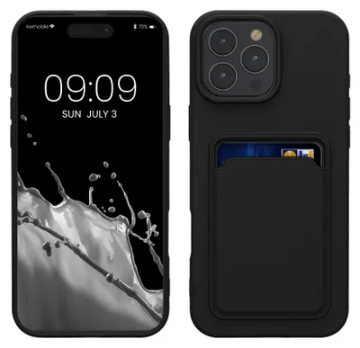 Produktbild von kwmobile Handyhülle für Apple iPhone 16 Pro Max Hülle mit Kartenfach - TPU Case - Kabelloses Laden - Schutzhülle Cover in Schwarz