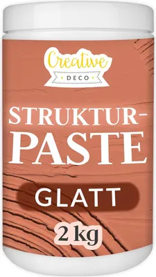 Produktbild von Creative Deco Strukturpaste Glatt 2kg | Ziegelrote Spachtelmasse für Acrylmalerei | Modellierpaste für Kunstprojekte, Acrylfarbe, DIY, 3D-Effekte, Texturen
