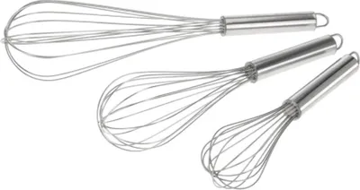 Image de Ensemble de 3 fouets Koopman Excellent Houseware, acier inoxydable, 22-26-31 cm, argent