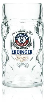 Produktbild von Erdinger Weißbräu Maßkrug 1,0 l – Punktseidel Humpen Glas mit Logo & Eichstrich
