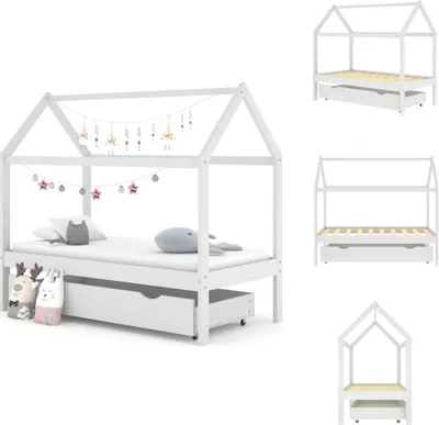 Image de vidaXL Lit d'enfant avec tiroir Blanc Pin massif 80x160 cm - Lits Bébé & Bébé