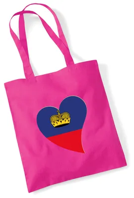 Produktbild von Huuraa Jutebeutel Liechtenstein Flagge Herz 10 Liter Fuchsia Baumwolle Tasche Geschenkidee