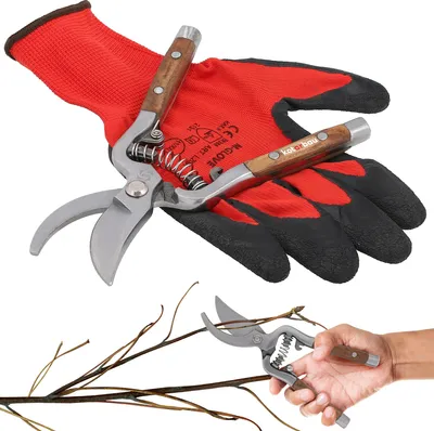 Produktbild von KOTARBAU® Gartenschere Heckenschere aus Stahl mit Holzgriff 22 cm Heckenschere Rosenschere Astschere für den Garten zum Schneiden und Trimmen von Ästen