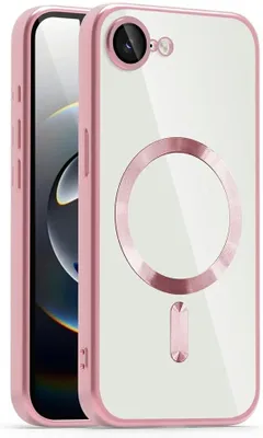 Immagine prodotto di Custodia MagSafe per Apple iPhone 17e/16e - Cover posteriore Phonesta Luxury Crystal Trasparentee protezione della fotocamera - Trasparente/Rosa