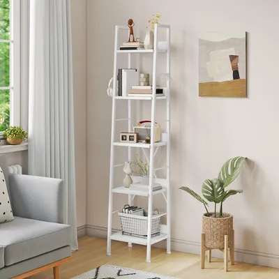 Productafbeelding van YITAHOME Smal boekenrek met 5 niveaus, 35 cm breed, industrieel ladderrek